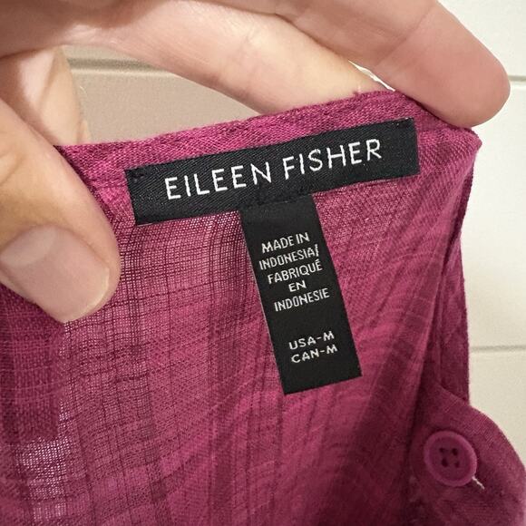 Eileen Fisher | Midi Dress Jumper Pink Sleeveless Linen Lagenlook- Size Medium - Picture 8 of 9